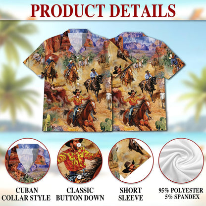 Netecom Rodeo Cowboy Hawaiian Shirt for Men, Western Style, Button Down Summer Beach Short Sleeve, S-5XL