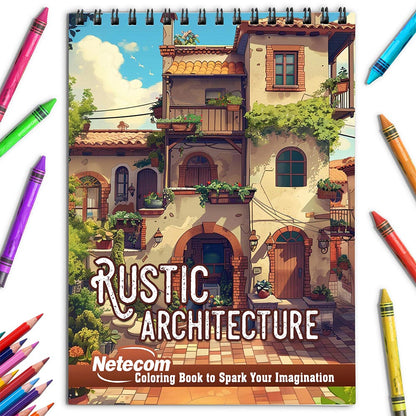 Netecom Rustic Architecture Coloring Book for Adults