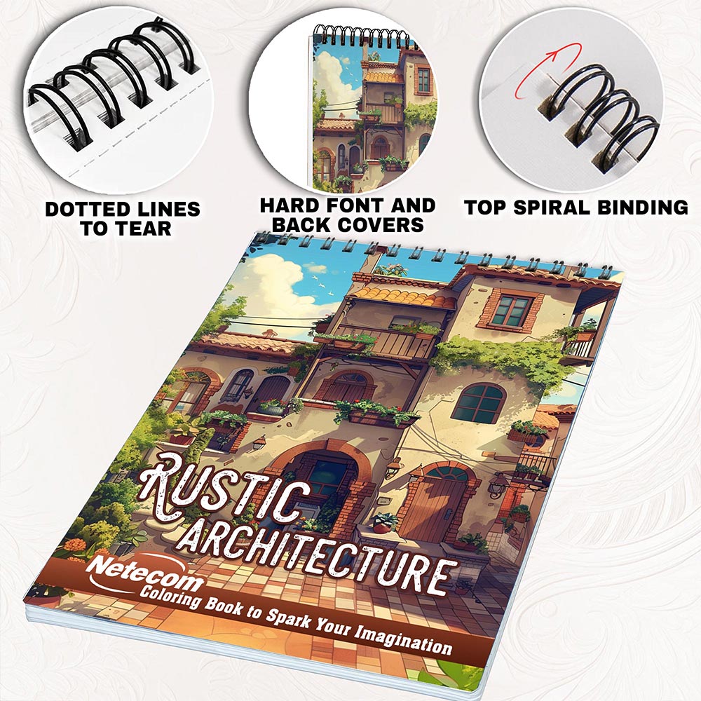 Netecom Rustic Architecture Coloring Pages for Adults