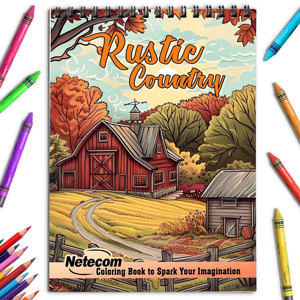 Netecom Rustic Country Coloring Book for Adults