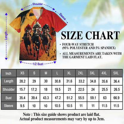 Netecom Rustic Racing Horse Hawaiian Shirt for Men, Button Down Summer Beach Short Sleeve, S-5XL