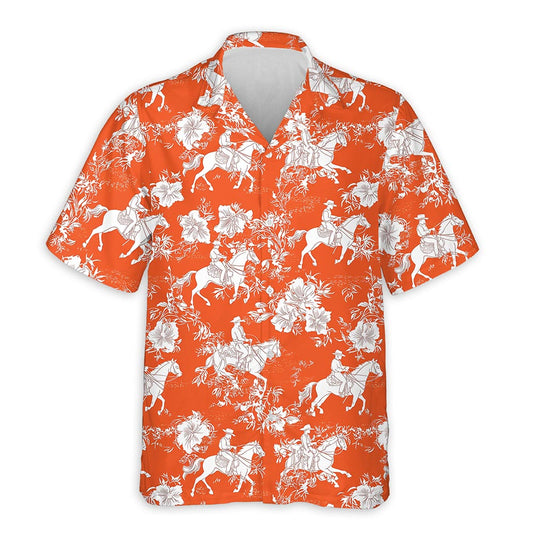 Netecom Saddle Bronc Orange Occasion Hawaiian Shirt for Men