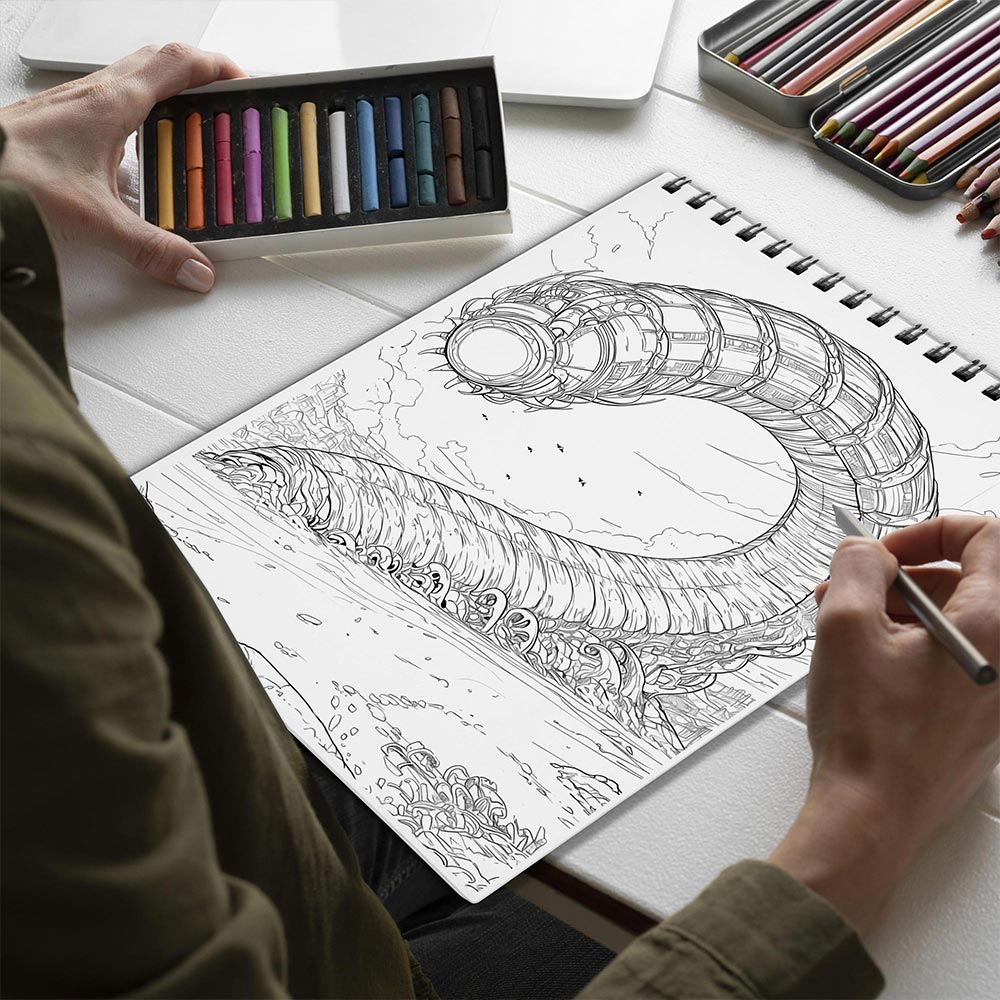 Netecom Sandworm Spiral Bound Coloring Book for Adults