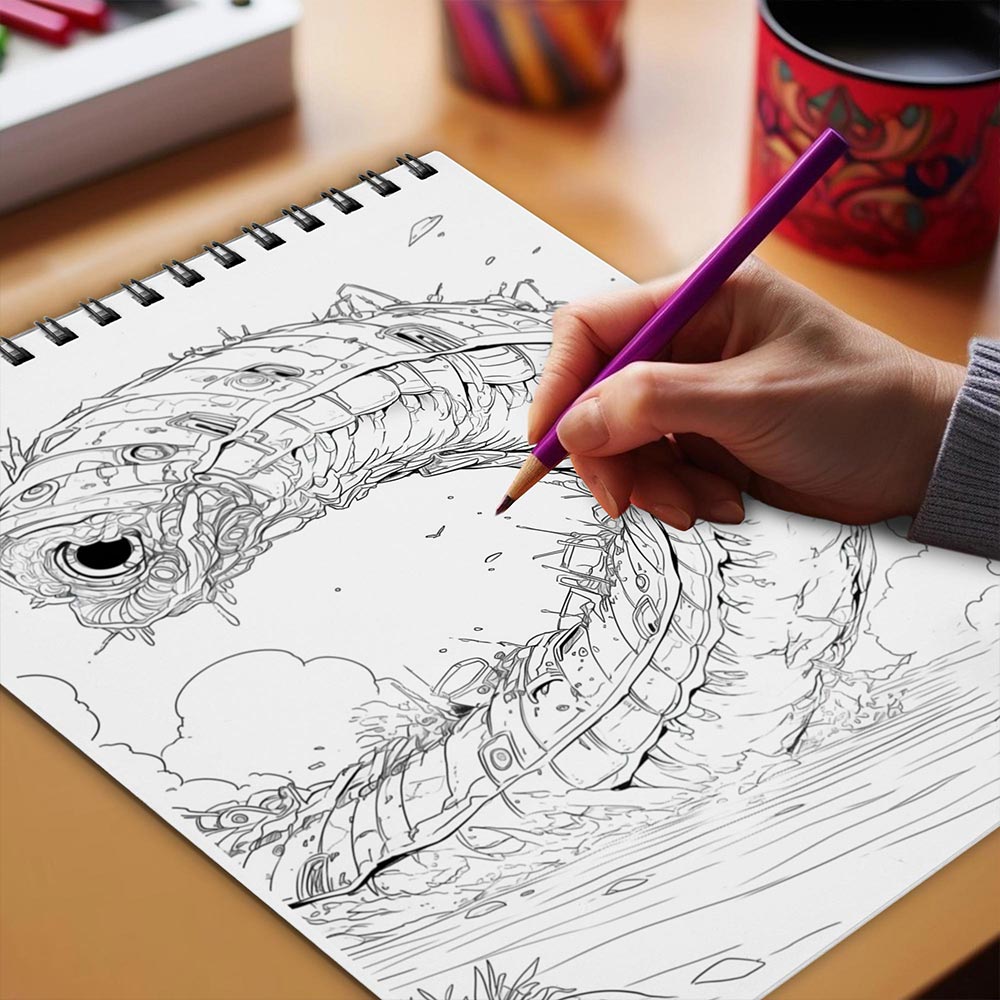 Netecom Sandworm Coloring Book Spiral Bound for Adults