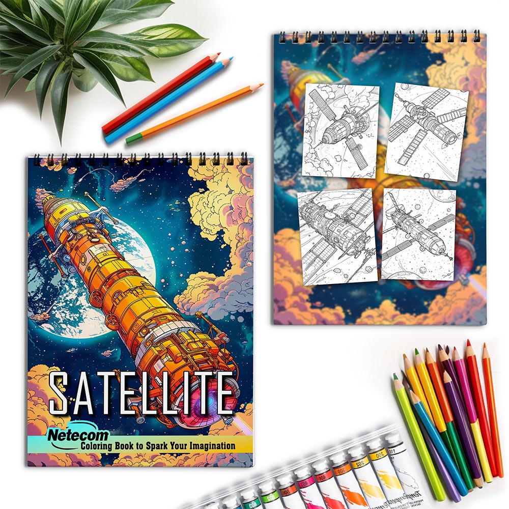 Netecom Satellite Spiral Coloring Book for Adults