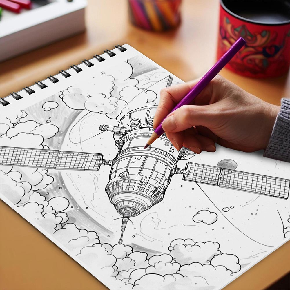 Netecom Satellite Coloring Book Spiral Bound for Adults