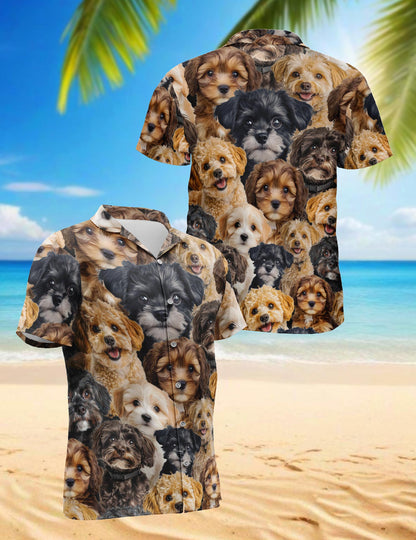 Netecom Schnoodle Hawaiian Shirt for Men, Vintage Style, Button Down Summer Beach Short Sleeve, S-5XL