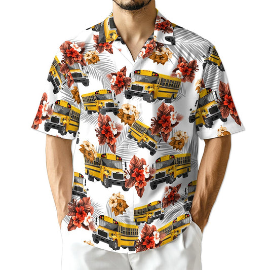 Netecom Schools Bus Hawaiian Shirt for Men