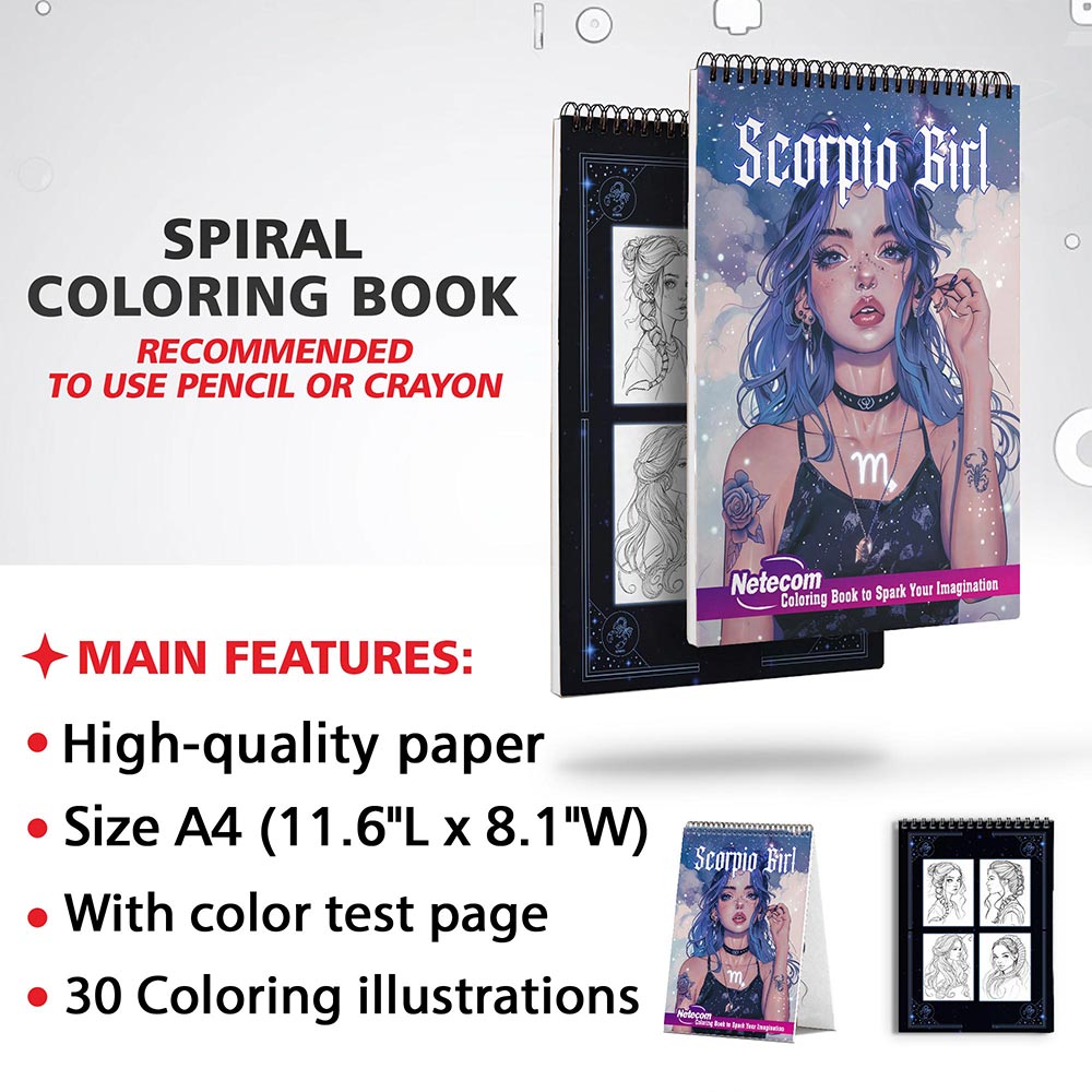 Netecom Scorpio Girl Coloring Sheets for Adults