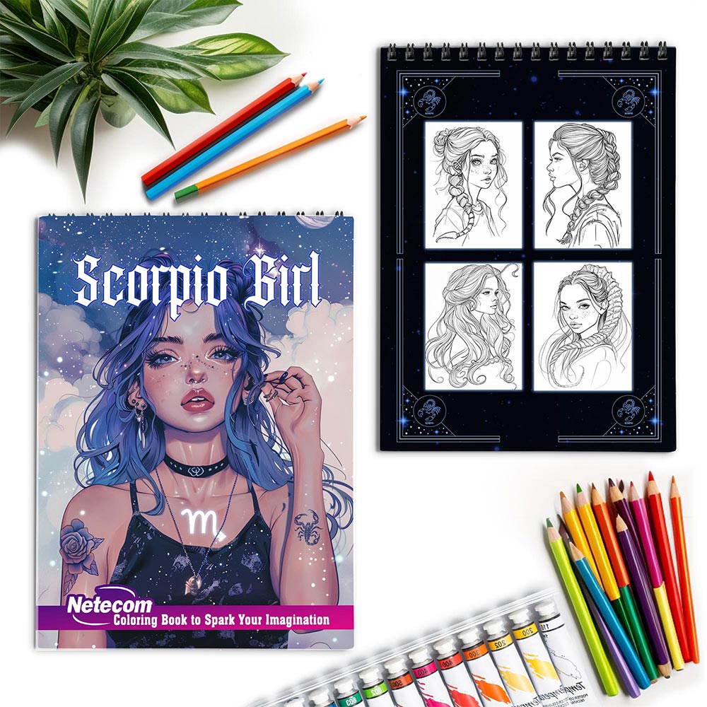 Netecom Scorpio Girl Spiral Coloring Book for Adults