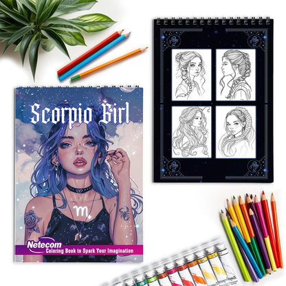 Netecom Scorpio Girl Spiral Coloring Book for Adults