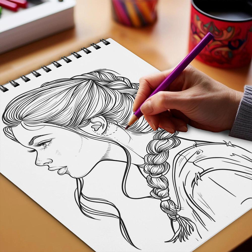 Netecom Scorpio Girl Coloring Book Spiral Bound for Adults