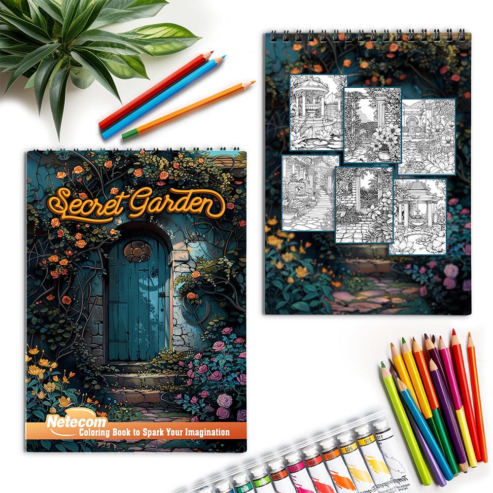 Netecom Secret Garden Spiral Coloring Book for Adults