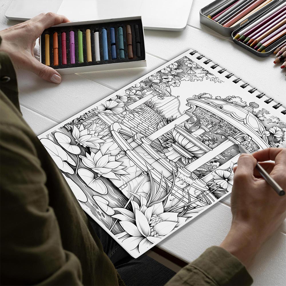 Netecom Secret Garden Spiral Bound Coloring Book for Adults