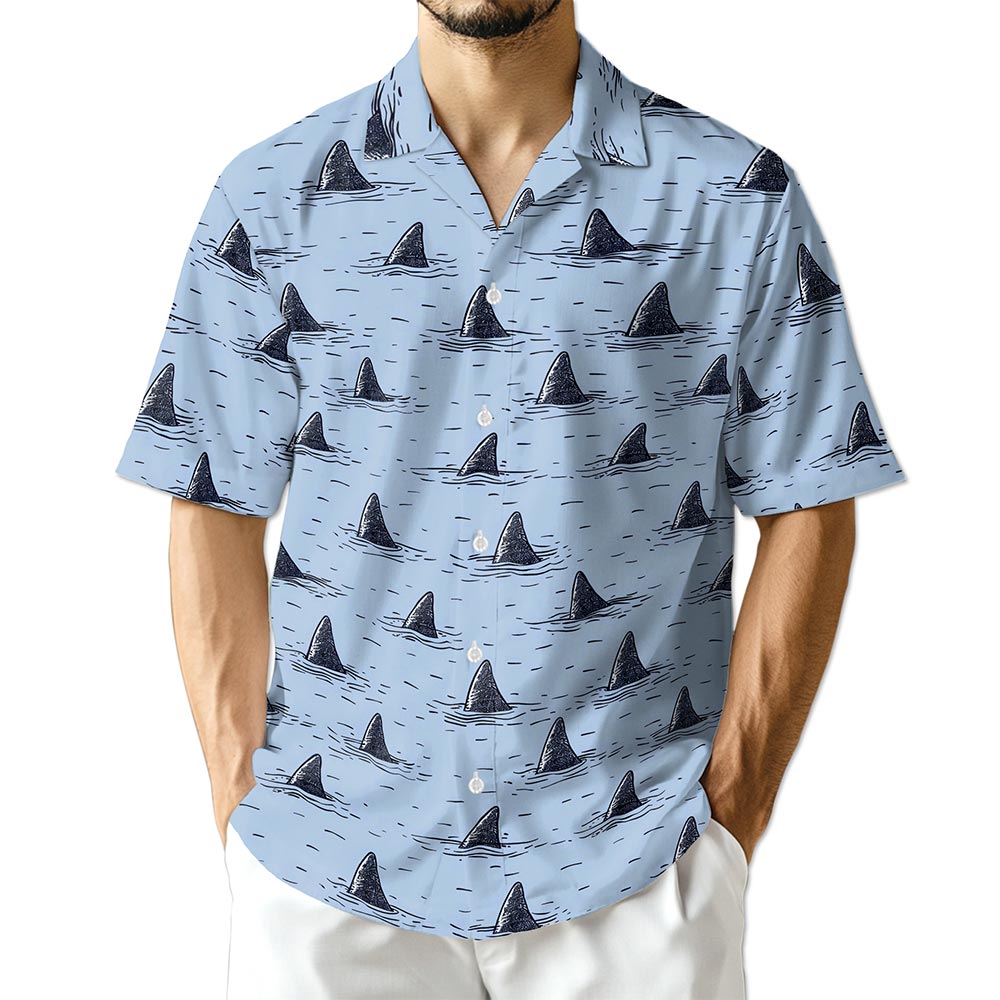 Netecom Shark Fin Hawaiian Shirt for Men