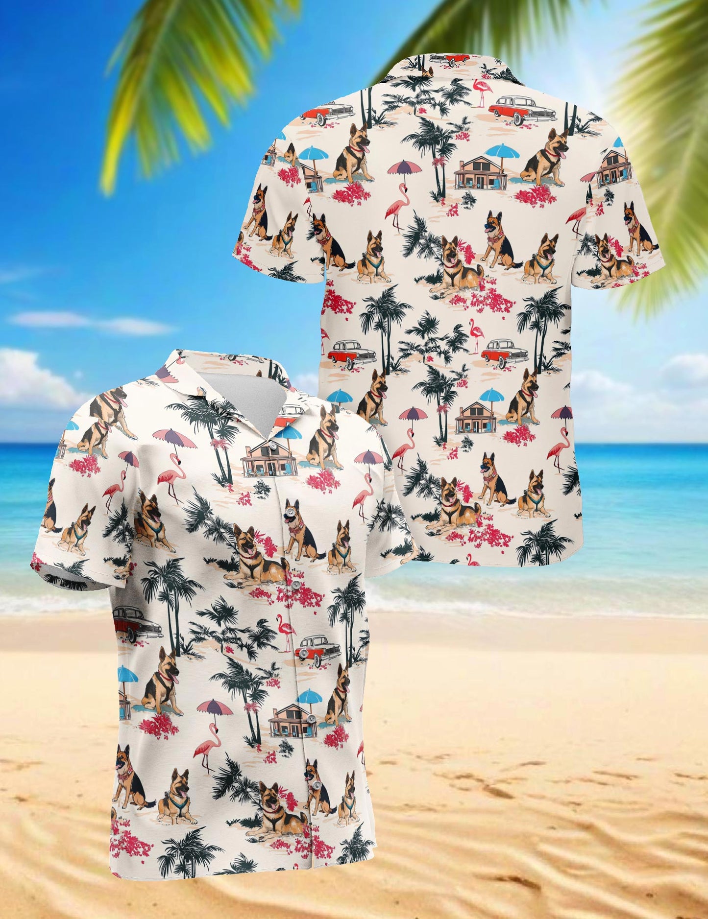 Netecom Shepherd Hawaiian Shirt for Men, Vintage Style, Button Down Summer Beach Short Sleeve, S-5XL