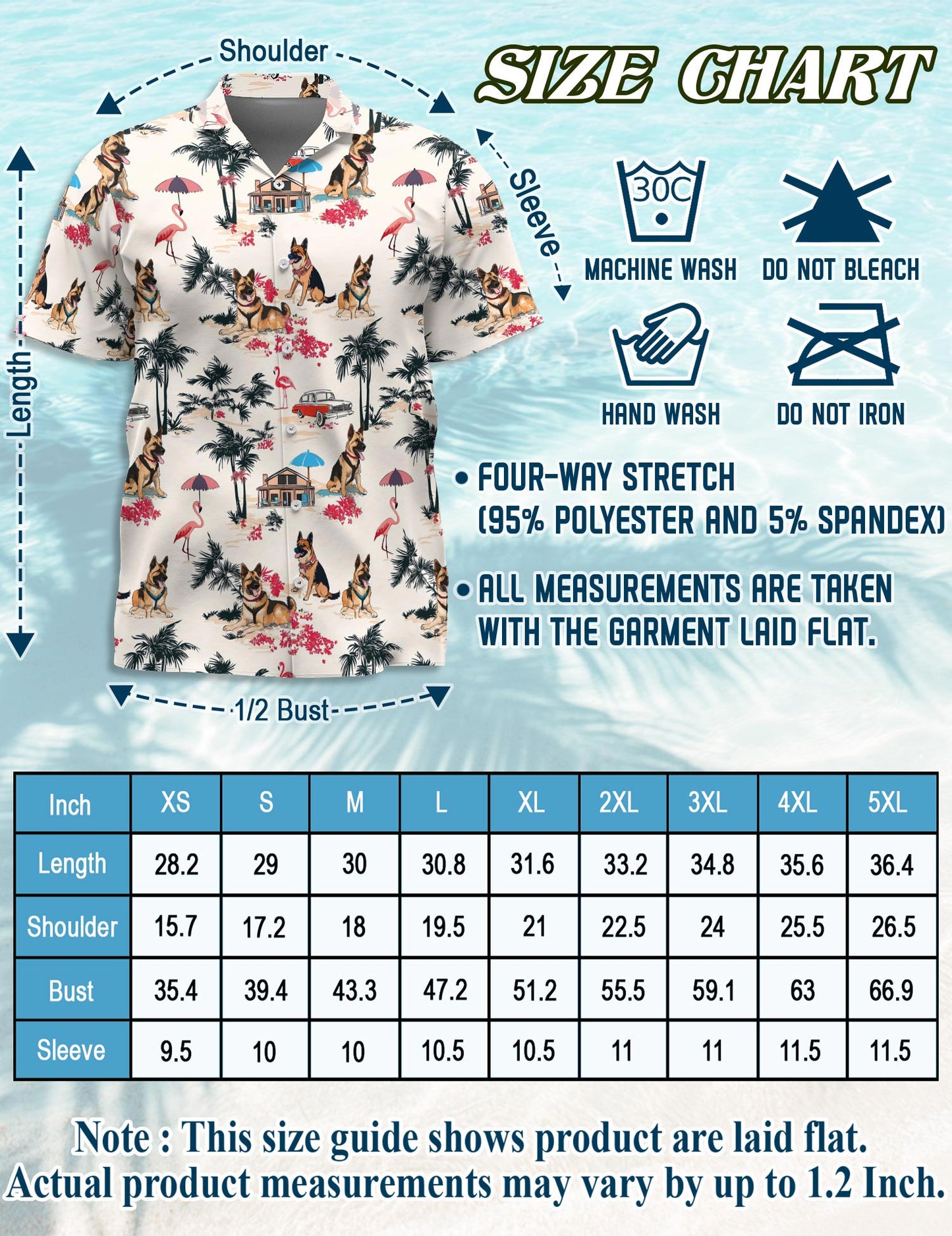 Netecom Shepherd Hawaiian Shirt for Men, Vintage Style, Button Down Summer Beach Short Sleeve, S-5XL