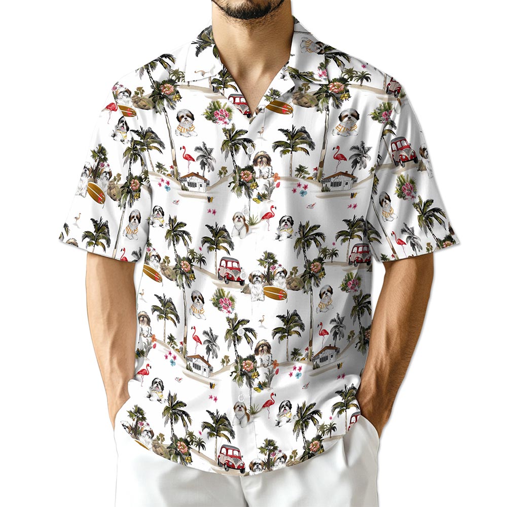 Netecom Shih Tzu Dog Hawaiian Shirt for Men