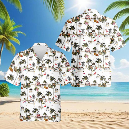 Netecom Shih Tzu Dog Hawaiian Shirt for Men, Tropical Style, Button Down Summer Beach Short Sleeve, S-5XL