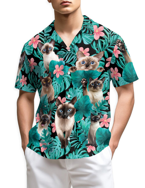 Netecom Siamese Cat Hawaiian Shirt for Men