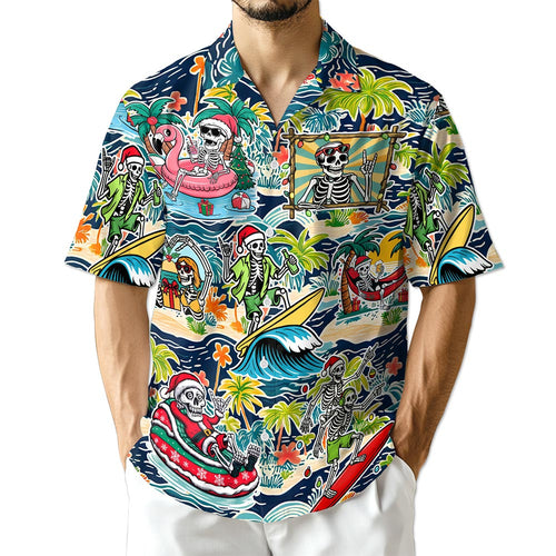 Netecom Skeleton Santa Hawaiian Shirt for Men
