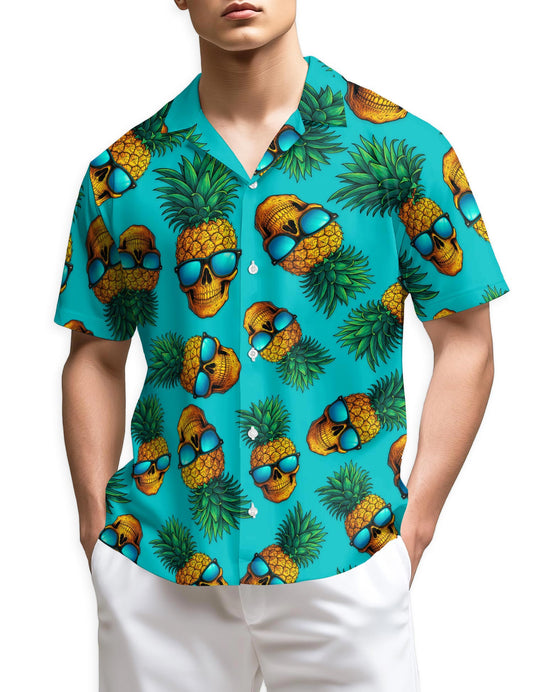 Netecom Skull Pineapple with Sunglasses Hawaiian Shirt for Men