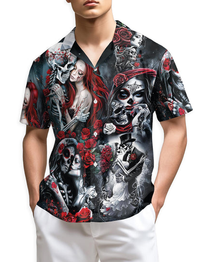 Netecom Skull Rose Hawaiian Shirt for Men