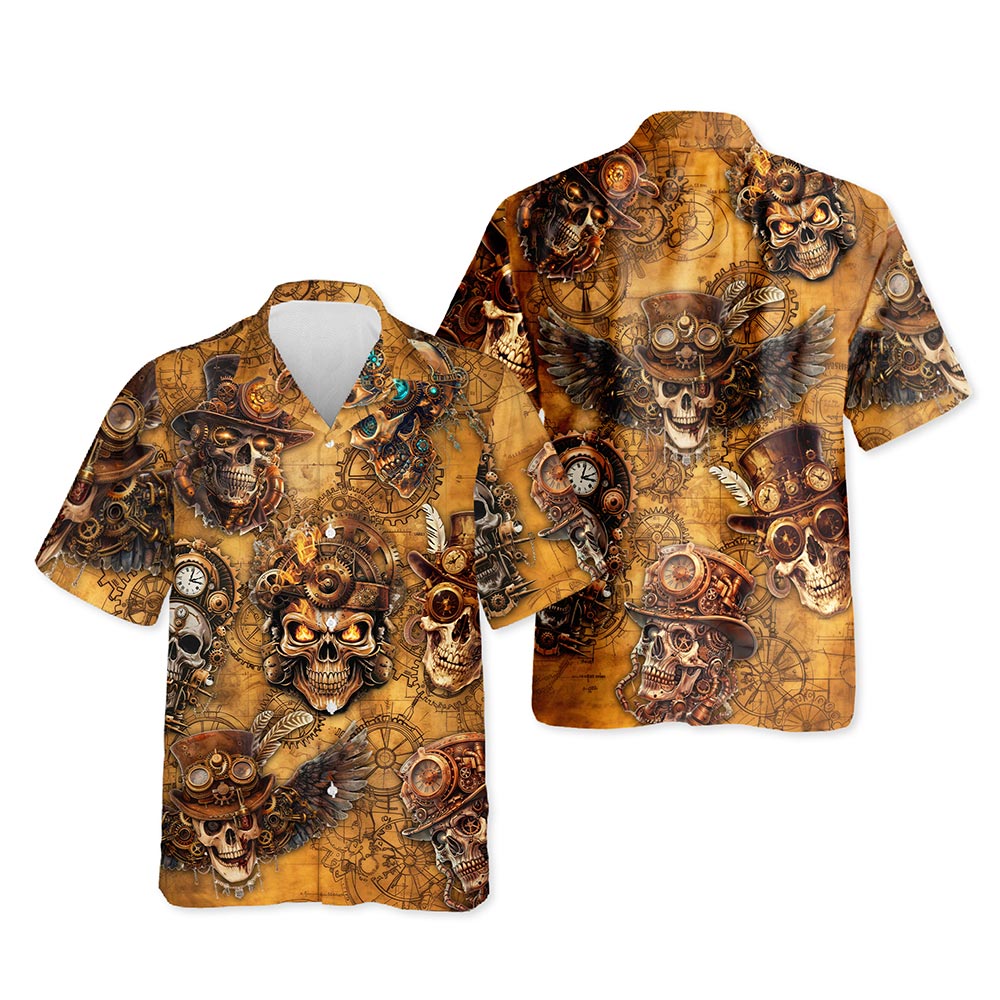 Netecom Skull Steampunk Hawaiian Shirt for Men Women