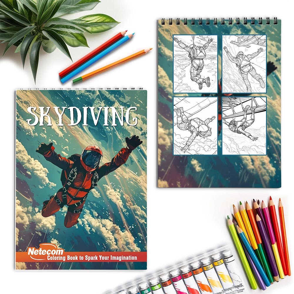 Netecom Skydiving Spiral Coloring Book for Adults