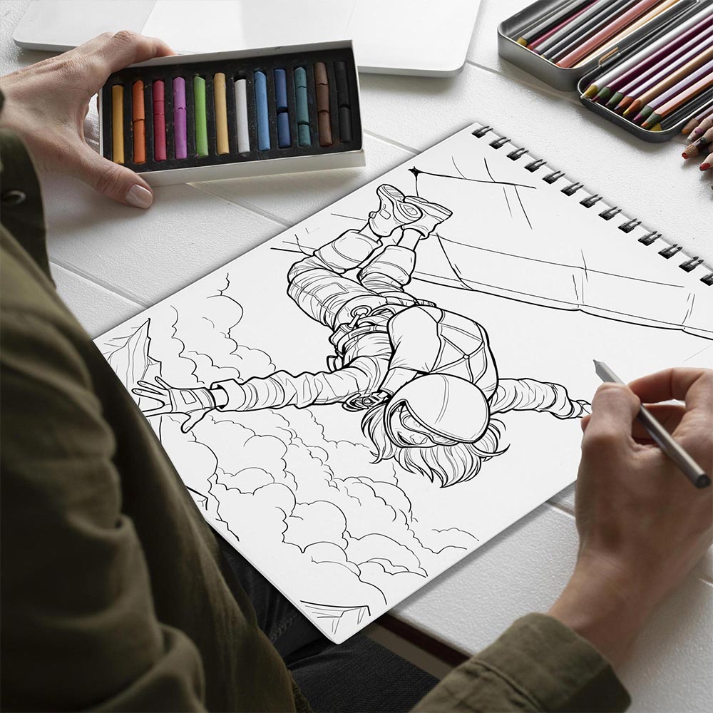 Netecom Skydiving Spiral Bound Coloring Book for Adults