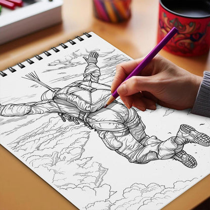 Netecom Skydiving Coloring Book Spiral Bound for Adults