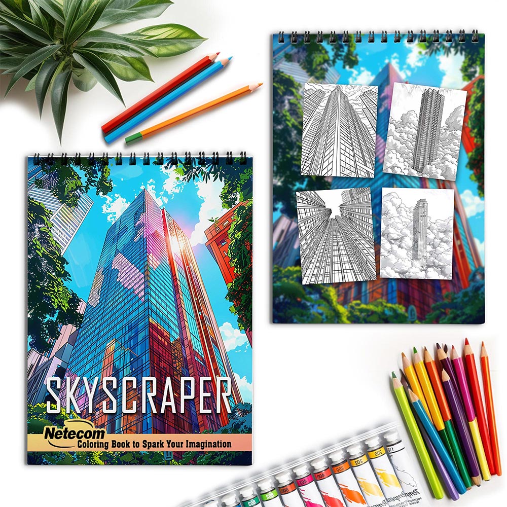 Netecom Skyscraper Spiral Coloring Book for Adults