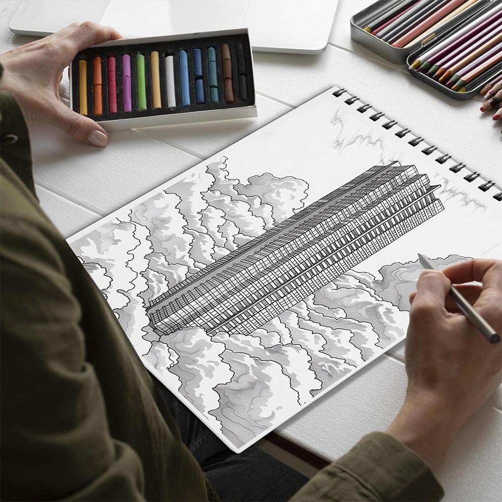 Netecom Skyscraper Spiral Bound Coloring Book for Adults