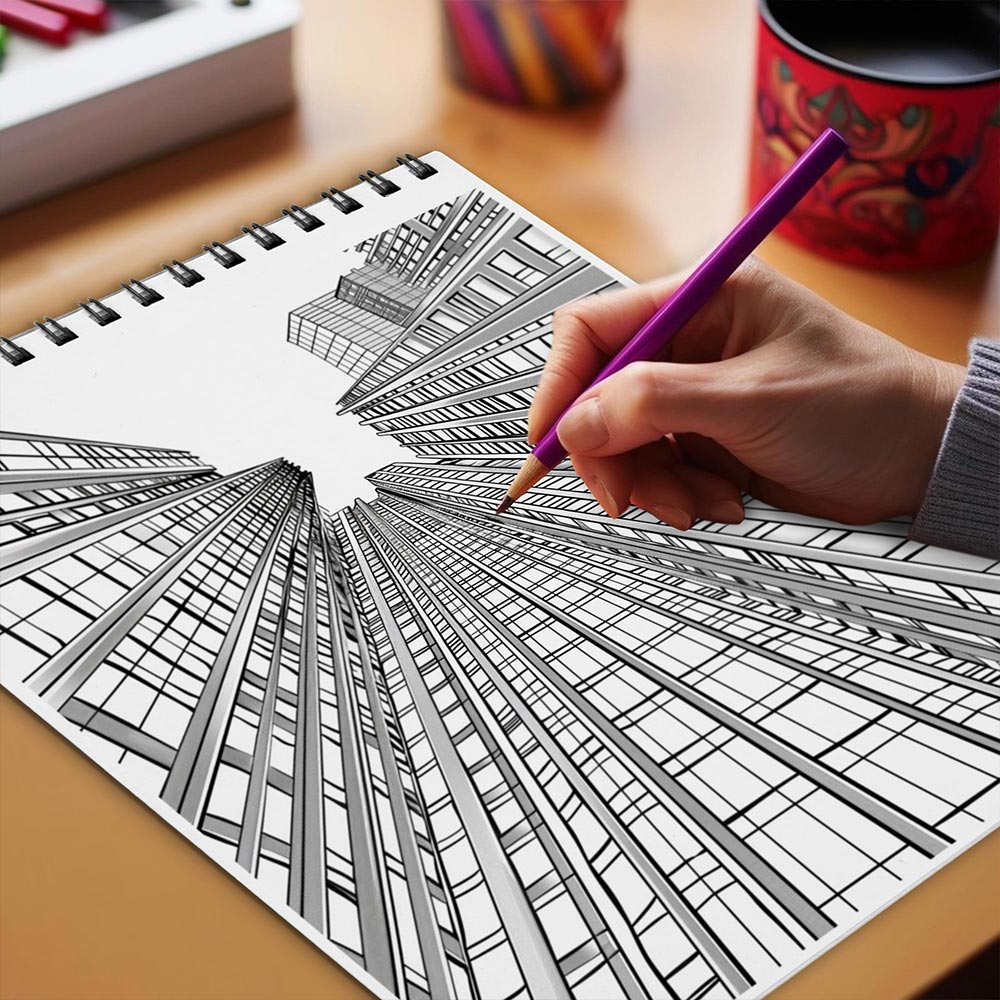 Netecom Skyscraper Coloring Book Spiral Bound for Adults