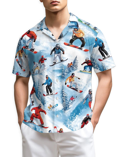 Netecom Snowboarding Passion Skiing Hawaiian Shirt for Men