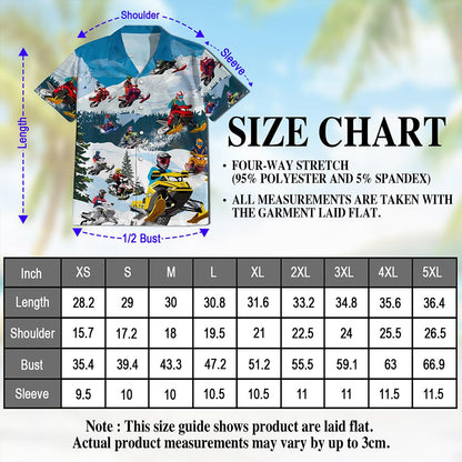 Netecom Snowmobile Hawaiian Shirt for Men, Sporty Style, Button Down Summer Beach Short Sleeve, S-5XL