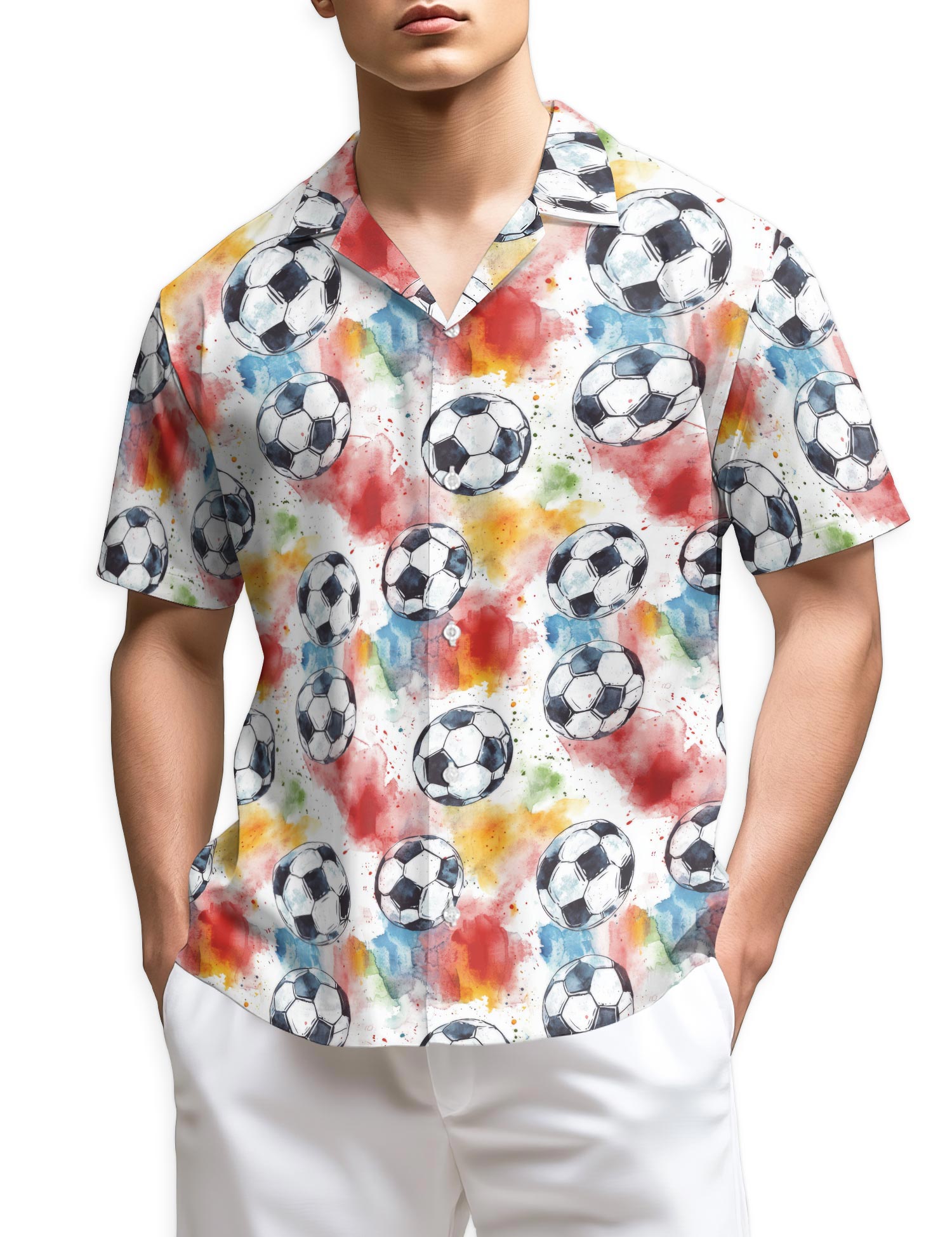 Netecom Soccer Ball Hawaiian Shirt for Men