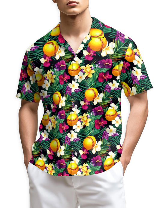Netecom Softball Tropical Hawaiian Shirt for Men