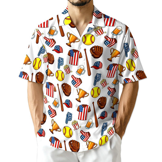 Netecom Softball USA Hawaiian Shirt for Men