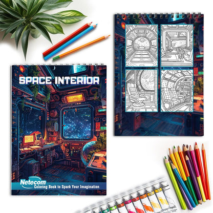 Netecom Space Interior Spiral Coloring Book for Adults