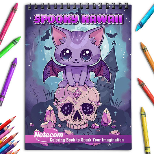 Netecom Spooky Kawaii Coloring Book for Adults and Kids