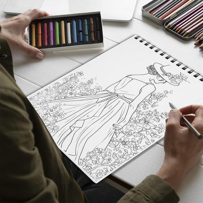 Netecom Spring Fashion Coloring Book for Adults, Spiral Bound, Soft Cover