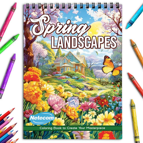 Netecom Spring Landscapes Coloring Book for Adults