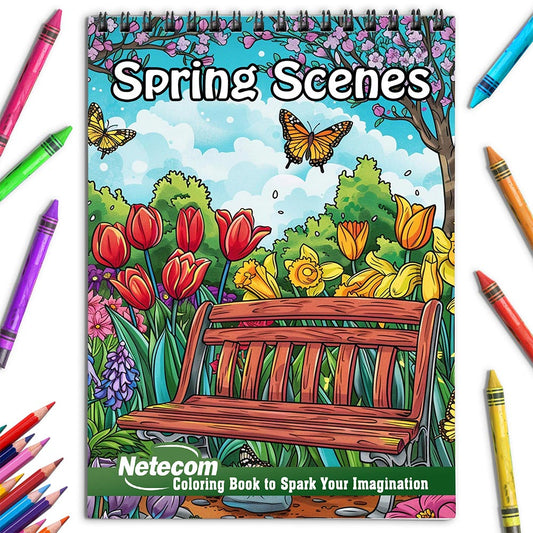 Netecom Spring Scenes Coloring Book for Adults