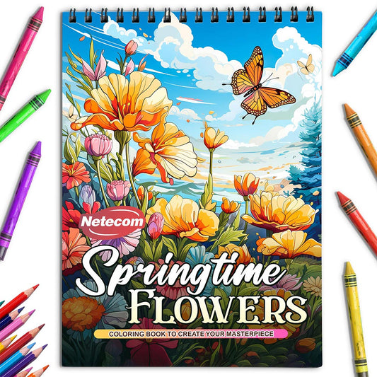 Netecom Springtime Flowers Coloring Book for Adults