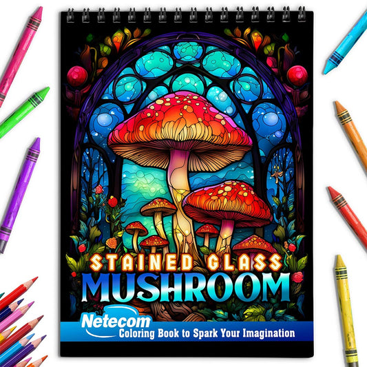 Netecom Stained Glass Mushroom Coloring Book for Adults