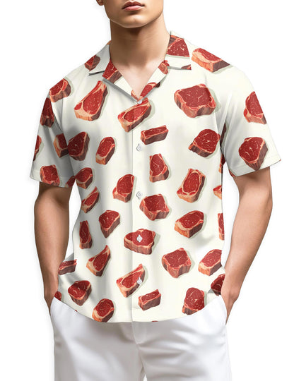 Netecom Steak Pattern Hawaiian Shirt for Men