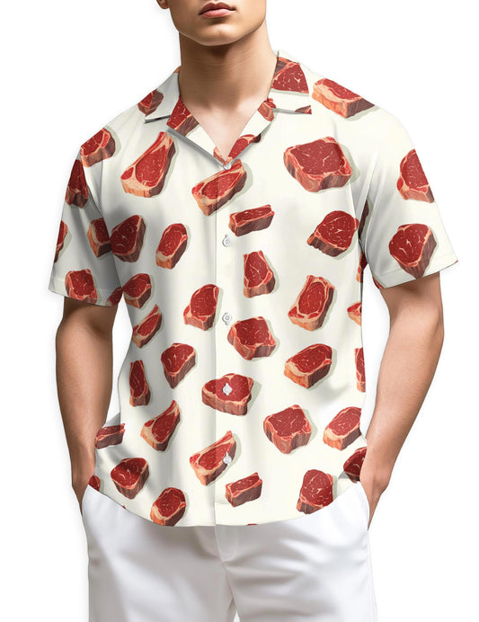 Netecom Steak Pattern Hawaiian Shirt for Men