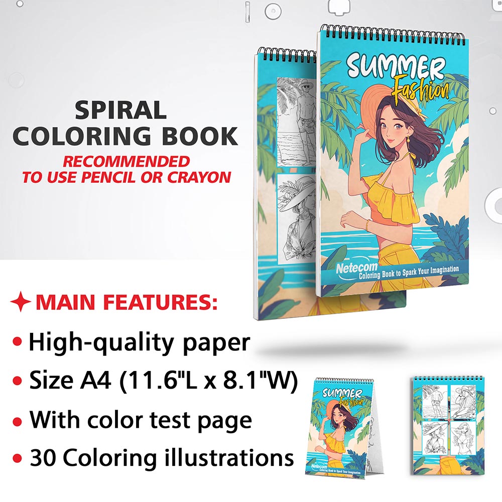 Netecom Summer Fashion Coloring Sheets for Adults