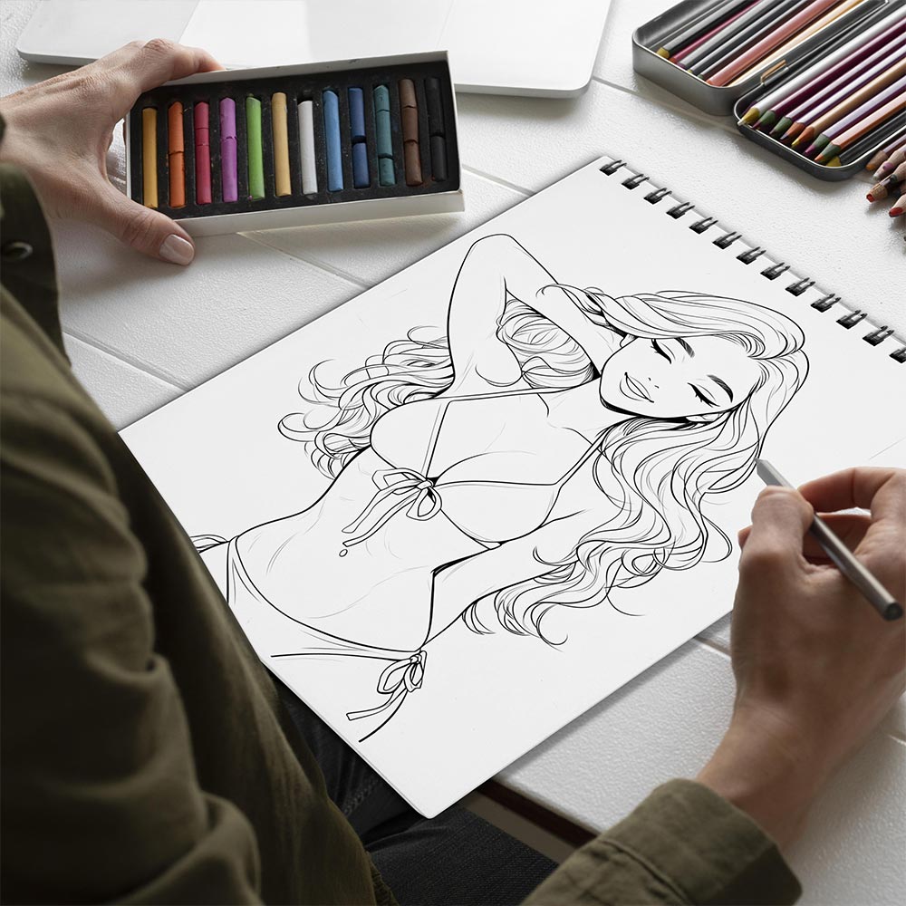 Netecom Summer Fashion Spiral Coloring Book for Adults